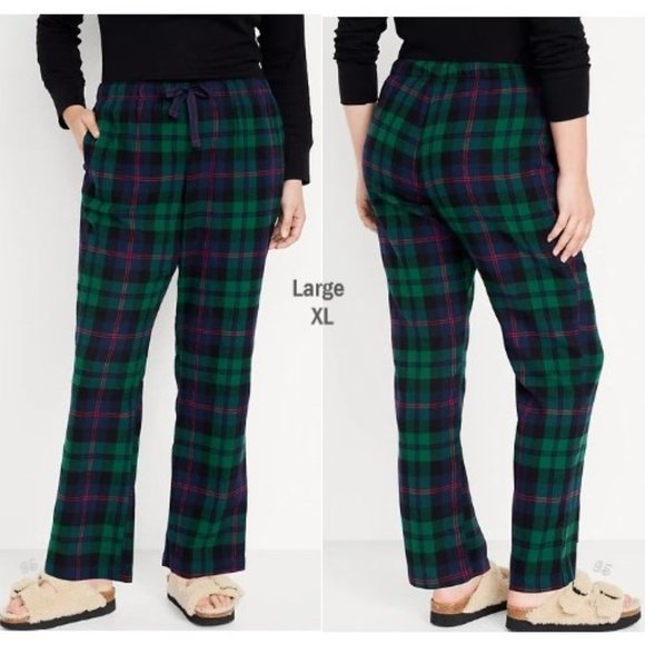 ⛔️SOLD⛔️ OLD NAVY Women's Flannel Pajama Pants Green, Navy Pink Plaid XXL - NWT - Picture 4 of 8